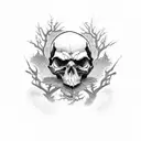 Grim reaper, scyth, old tree, skulls, crows tattoo design idea
