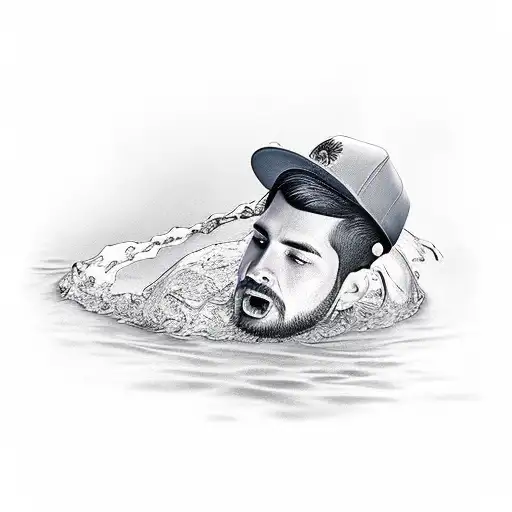 man drowning in alcohol  tattoo design idea