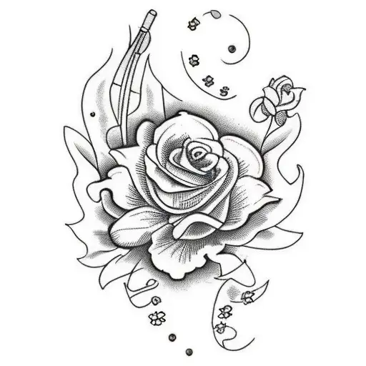 Mace with flowers tattoo design idea