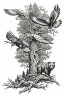 woods, snake, eagle, bear, gamecock, wildcat  tattoo design idea