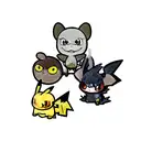 3 cartoon creatures. Toothless the dragon, pikachu the pokemon, and stitch from lilo and stitch. Toothless the dragon is tattoo design idea