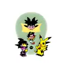 3 cartoon creatures. Toothless the dragon, pikachu the pokemon, and stitch from lilo and stitch. Toothless the dragon is tattoo design idea