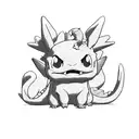 3 cartoon creatures. Toothless the dragon, pikachu the pokemon, and stitch from lilo and stitch. Toothless the dragon is tattoo design idea