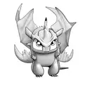 3 cartoon creatures. Toothless the dragon, pikachu the pokemon, and stitch from lilo and stitch. Toothless the dragon is tattoo design idea