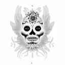 sugar skull with sunflower,dragonfly,frog,rooster,tree, Dino tattoo design idea