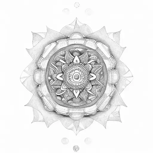 Water-themed mandala with plant elements tattoo design idea
