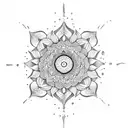 Water-themed mandala with plant elements tattoo design idea