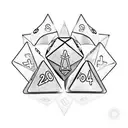 D&D dice set with arrow tattoo design idea
