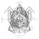 D&D dice set with arrow tattoo design idea