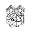 D&D dice set with arrow tattoo design idea