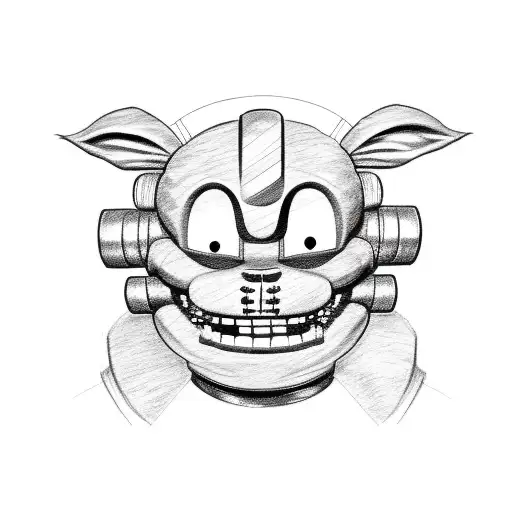 Face with half Springtrap and half Puppet from Five Nights at Freddys tattoo design idea