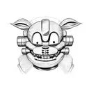 Face with half Springtrap and half Puppet from Five Nights at Freddys tattoo design idea