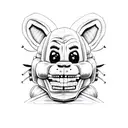 Face with half Springtrap and half Puppet from Five Nights at Freddys tattoo design idea