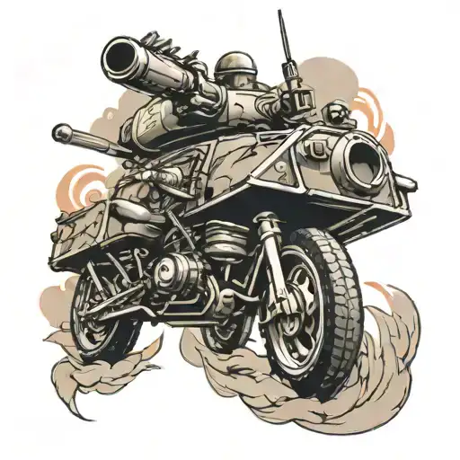 Tattoo sleeve in the style of war bmp tanks people victory tattoo design idea