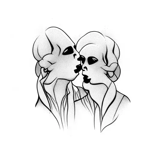 two sheet ghost kissing tattoo design idea