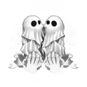 sheet ghost holding hands tattoo design idea