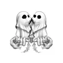 sheet ghost holding hands tattoo design idea