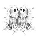 sheet ghost holding hands tattoo design idea