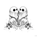 sheet ghost holding hands tattoo design idea
