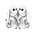 sheet ghost holding hands tattoo design idea
