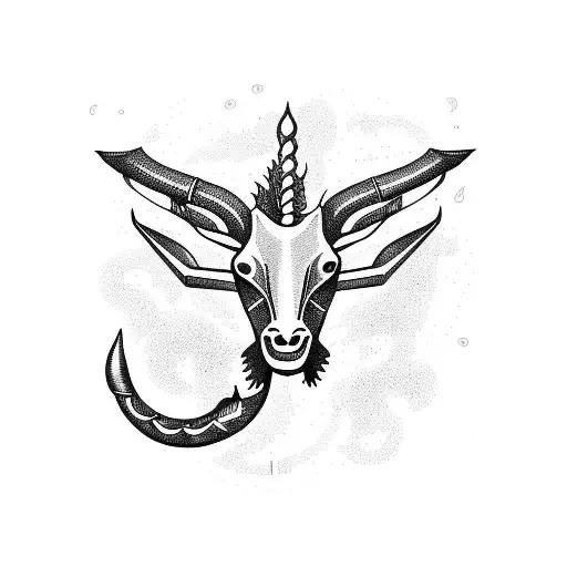 libra with capricorn sea goat astrology tattoo design idea