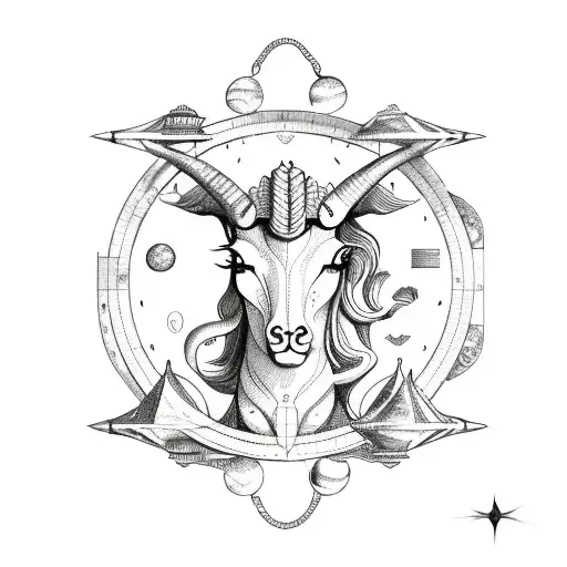 libra scales with capricorn sea goat tattoo design idea