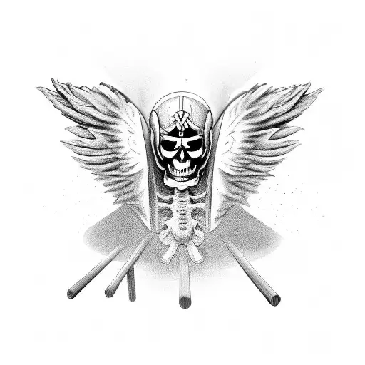 Fallen angel with wings, 666, Devil, Skeleton, God, Egypt tattoo design idea