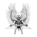 Fallen angel with wings, 666, Devil, Skeleton, God, Egypt tattoo design idea