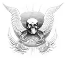 Fallen angel with wings, 666, Devil, Skull, Moon, Earth, Life, God, Egypt tattoo design idea