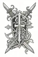 Wild animals, war sword shield cross royalty tattoo design idea