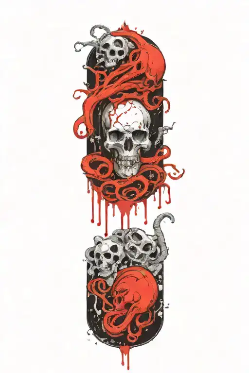 Kraken whit skulls tattoo design idea