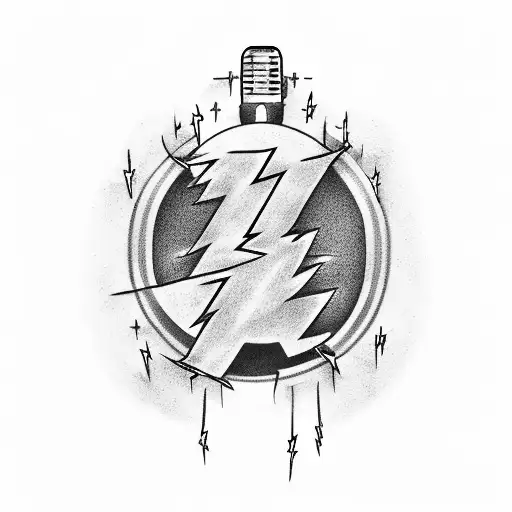Create a tattoo that fuses the intensity of rap and drill music with a depiction of lightning striking a microphone. tattoo design idea