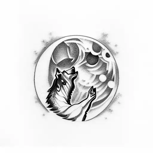 Capture the dramatic and powerful nature of opera by designing a tattoo featuring a wolf howling at the moon with musical notes surrounding it. tattoo design idea