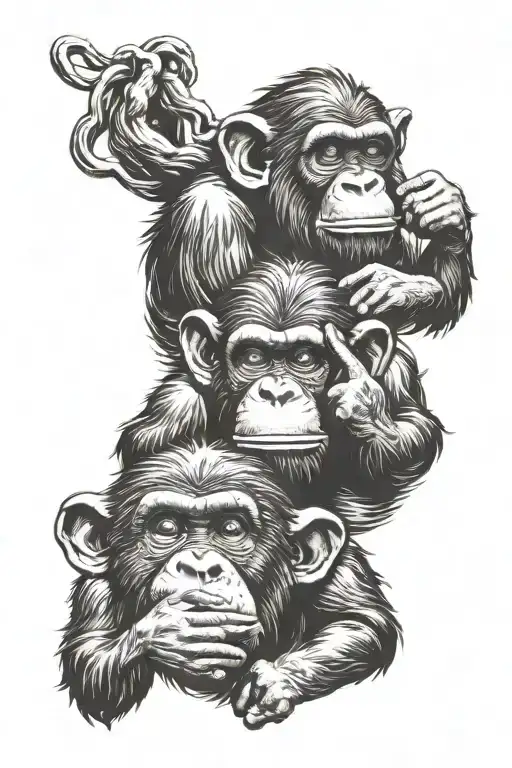 I want a tattoo design that fits on my forearm, of the three wise monkeys, the first covering the eyes, the second the e tattoo design idea