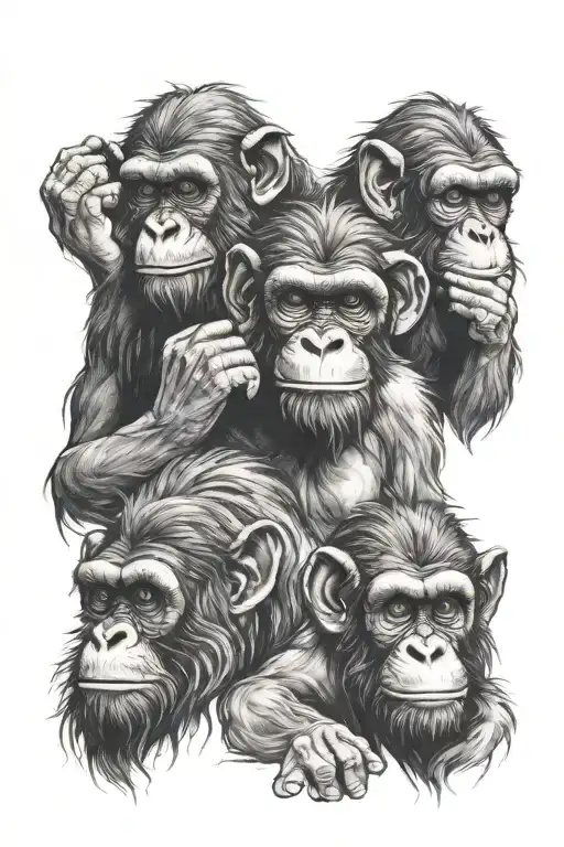 I want a tattoo design that fits on my forearm, of the three wise monkeys, the first covering the eyes, the second the e tattoo design idea