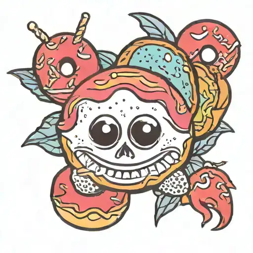 Phish doughnut tattoo that looks like it is under the skin tattoo design idea