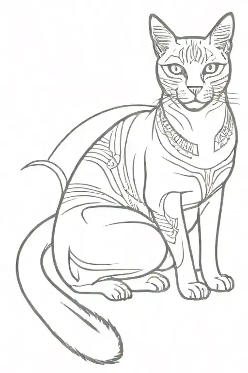 Mirroed Egyptian cat lounging tattoo design idea