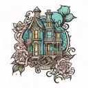 haunted mansion tattoo design idea