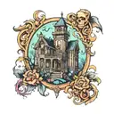 haunted mansion tattoo design idea