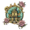haunted mansion tattoo design idea