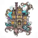 haunted mansion tattoo design idea