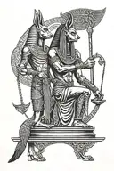 Horus and Anubis holding a scale tattoo design idea