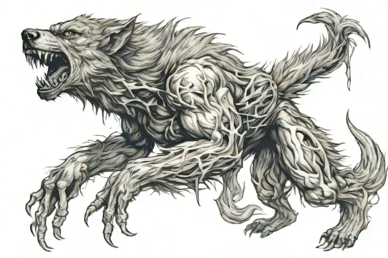 Werewolf tearing through your flesh tattoo design idea