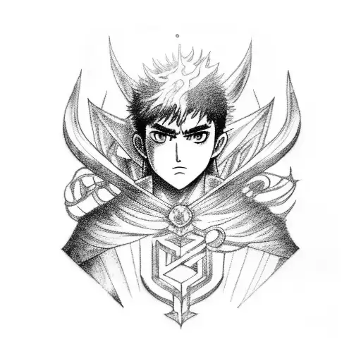Berserk anime with Child of Light Game tattoo design idea