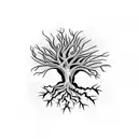 tree with roots and spikes making a crown king tattoo design idea