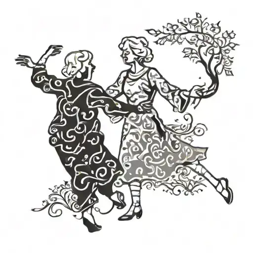 A silhouette of me dancing with my grandmother where I'm taller than my grandmother. The silhouette o tattoo design idea