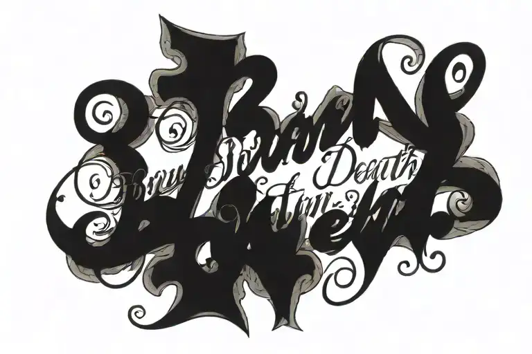 cursive writing born and death date tattoo design idea