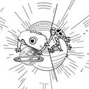 Incorporate a gecko climbing a mountain surrounded by universe planets tattoo design idea