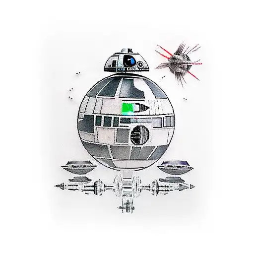 star wars sleeve tattoo left lower arm include darth vader death star luke leia millenium falcon darth maul obi won keno tattoo design idea