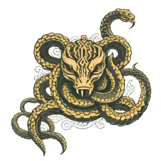 Cobra protecting 3 cobras, mother, father and brother. Totaling 4 cobras tattoo design idea